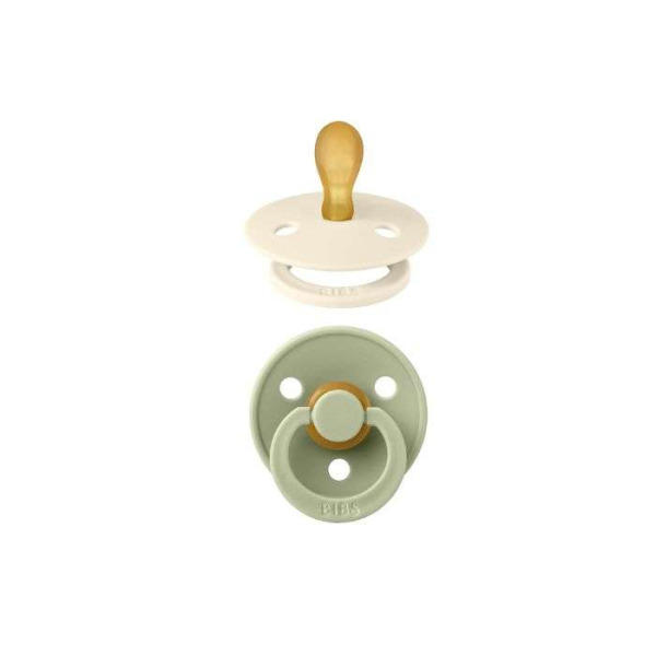BIBS - Colour pacifier 2 sucettes symetrique ivoire et sauge 6 mois+