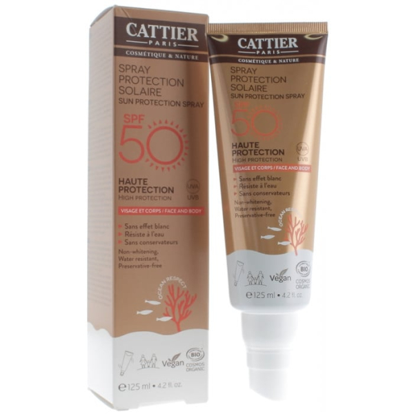 CATTIER - Spray protection solaire spf 50 - 125 ml