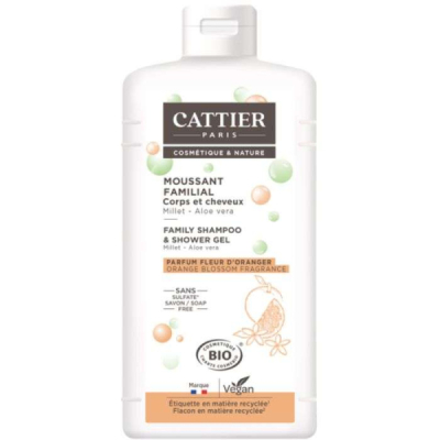 CATTIER - Moussant familial corps et cheveux millet et aloe vera 500 ml sans sulfate