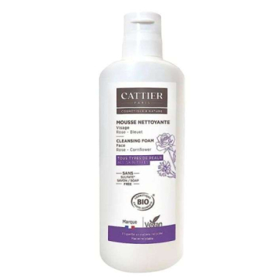 CATTIER - Mousse nettoyante visage rose bleuet 150ml