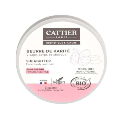 CATTIER - Beurre de karite visage corps et cheveux bio sans parfum 100g