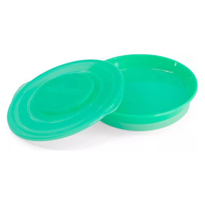 TWISTSHAKE - Scelle assiette d'apprentissage repas bébé avec couvercle vert