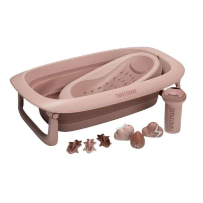 TWISTSHAKE - Pack baignoire + berceau + rince tete + jouets rose