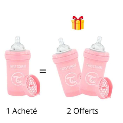 TWISTSHAKE - Offre 1 baby bottle anti colic all in one 180 ml 0m+ rose achete 2 offerts
