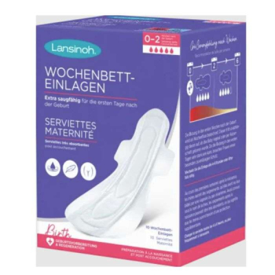 LANSINOH - Serviettes de maternité 10 pieces taille l 0-2 semaines